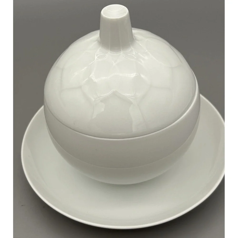 Vintage Rosenthal‎ White Porcelain Lidded Bowl & Plate Made in Germany 6
